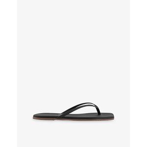 TKEES Black Lily Leather Flips-Flops