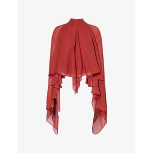 De La Vali Red Mia Draped Tulle Top