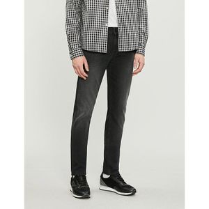 7 For All Mankind Black Cotton Slimmy Tapered Luxe Performance Plus Slim-fit Jeans for men