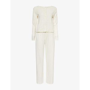 THE NAP CO White Pointelle Open-Work Cotton-Jersey Pyjama Set