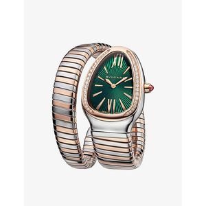 BVLGARI Green Sp35C4Spgd1T Serpenti Tubogas 18Ct Rose- Stainless-Steel And 0.29Ct Diamond Quartz Watch