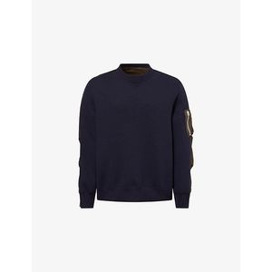 Sacai Blue Sponge Contrast Cotton-Blend Sweatshirt for men
