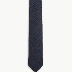 Drake's Blue Brushed Prince Of Wales Check Wool And Cotton Tie for men
