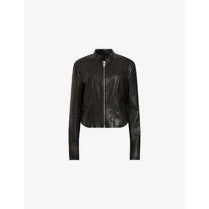 AllSaints Black Sadler Slim-Fit Leather Jacket