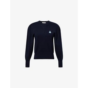 Isabel Marant Blue Kelaya Emblem Cotton And Wool-Blend Jumper