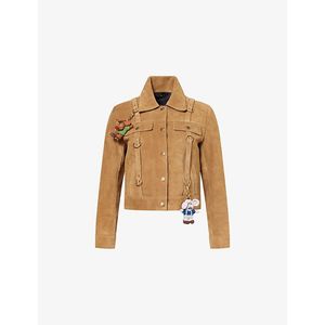 COACH Natural X Brain Dead Strap Charm Leather-Suede Jacket