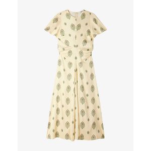 Sandro Metallic Paisley-Print Short-Sleeve Woven Maxi Dress