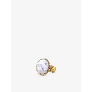 La Maison Du Couturier Metallic Ece London The Aphrodite Baroque 22Ct Vermeil Zircon And Pearl Ring