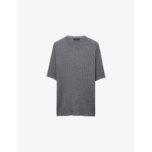 Prada Grey Crewneck Short-Sleeve Cashmere And Silk-Blend Jumper for men
