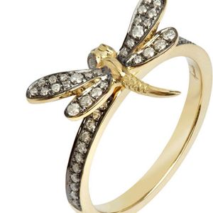 Annoushka Black Love Diamonds 18ct Yellow-gold Dragonfly Ring
