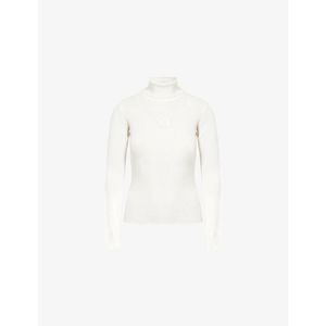 The Couture Club White Ribbed Roll-Neck Knitted Top