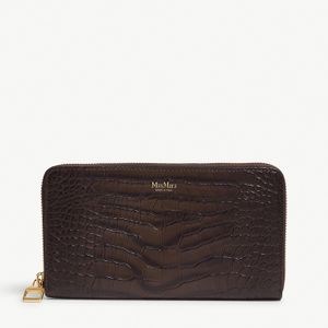 Max Mara Brown Reptile-effect Leather Wallet