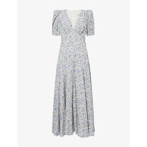 Reformation Grey Naira Floral Woven Maxi Dress
