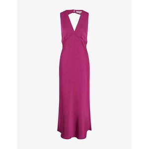 OMNES Purple Nova Tie-Back Satin Maxi Dress