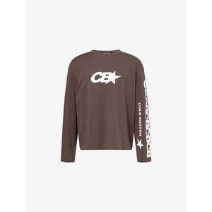 Cole Buxton Brown Star Racing Long-Sleeve Cotton T-Shirt for men