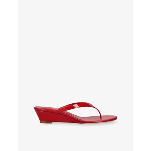 Christopher Esber Red Scala Patent-Leather Wedge Sandals