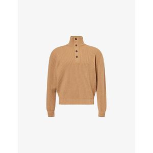 Dunhill Natural Funnel-Neck Ribbed Cashmere Jumper for men