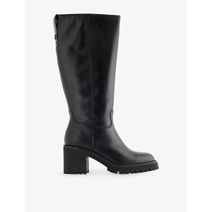 Carvela Kurt Geiger Black Mega Leather Heeled Knee-High Boots