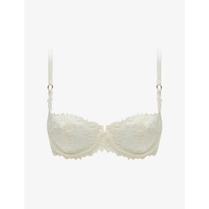 Chantelle White Champs Elysées Embroidered Balconette Bra