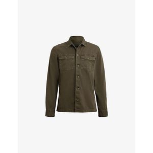 AllSaints Green Spotter Patch-Pocket Slim-Fit Cotton Overshirt for men