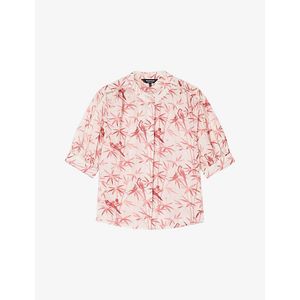Whistles Pink Tropical Bird Textured Woven Shirt