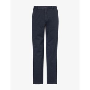 Sunspel Blue Regular-Fit Flat-Front Stretch-Cotton Chino Trousers for men