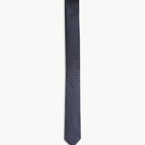 The Kooples Blue Zigzag Pattern Slim Silk Tie for men