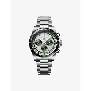 Longines Metallic L3.835.4.02.6 Conquest Chronograph Ceramic Bezel Matt Stainless-Steel Automatic Watch for men
