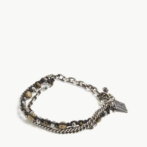 M. Cohen Metallic Silver Beaded Chain Bracelet for men