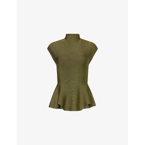 Khaite Green Andra Stand-Collar Knitted Top