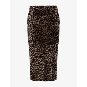 Nour Hammour Brown Alana Leoaprd-Print Shearling Midi Skirt
