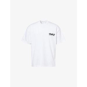 MKI Miyuki-Zoku White Stack Logo-Print Cotton T-Shirt for men