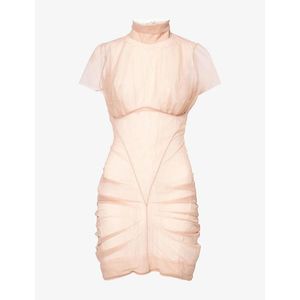 Dilara Findikoglu Pink Heart Of Stone Ruched Mesh Mini Dress