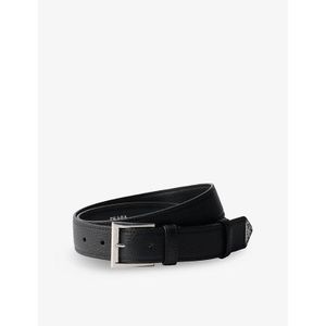 Prada Black Brand-Plaque Leather Belt for men