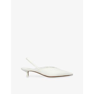 Neous White Irena Satin Slingbacks