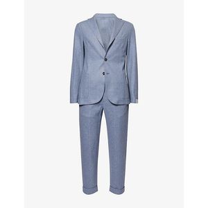 Eleventy Blue Notched-Lapel Pinstriped Wool-Blend Suit for men