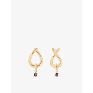 Astrid & Miyu Metallic Molten 14Ct- Lab-Grown Diamond And Smokey Quartz Huggies