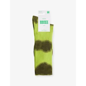 Happy Socks Green Tie-Dye Cotton-Blend Crew Socks for men