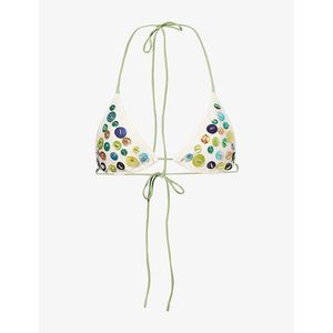 Jaded London White Agoya Shell Trim Triangle Bikini Top