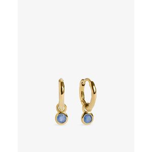 Monica Vinader Metallic September Birthstone 18Ct- Vermeil And Sapphire Huggie Earrings