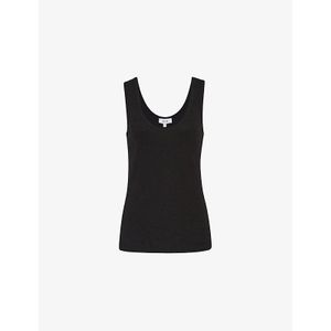 Reiss Black Ribbed Stretch-Cotton Vest