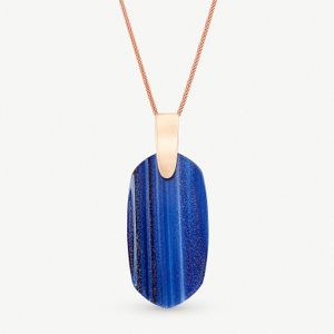 Kendra Scott Blue Inez 14ct Rose Gold-plated And Navy Gold Dusted Stone Necklace