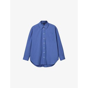 Whistles Blue Collared Relaxed-Fit Cotton Shirt