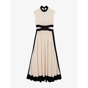 Reiss Natural Keeley Cut-Out Woven Maxi Dress