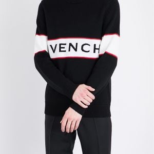 Givenchy Intarsien-Wollpullover mit Logo in Schwarz für Herren