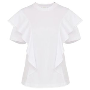 Chloé White Chloé Ruffled Crewneck Short-Sleeved T-Shirt
