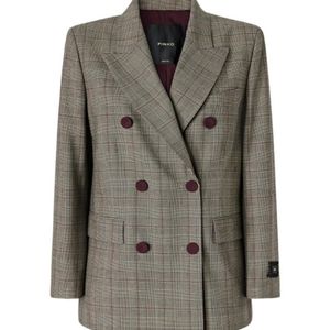 Pinko Green Check Double-Breasted Blazer
