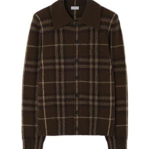 Burberry Brown Check Cashmere Cardigan for men