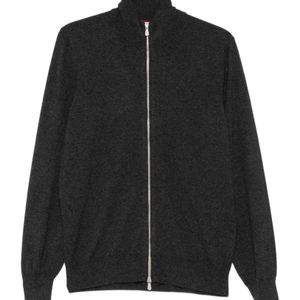Brunello Cucinelli Black Zip-Up High-Neck Cardigan for men