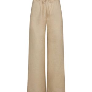 FRAME Natural Drawstring Linen Trousers